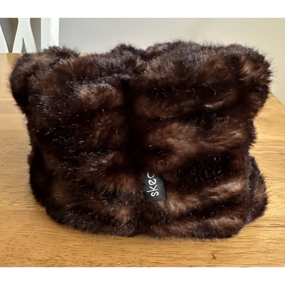 Skea Vintage Faux Fur "Paula" Hat Black & Brown One Size Made In USA